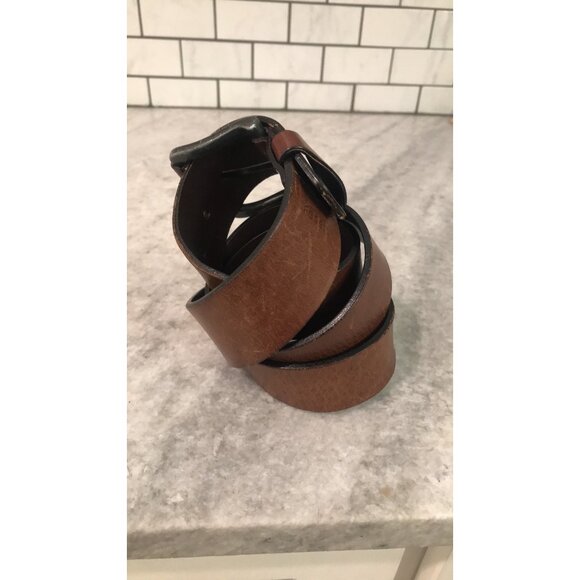 Fossil Leather Belt Mens 40 Brown Casual Classic Metal Buckle Gorpcore Western - Picture 2 of 6